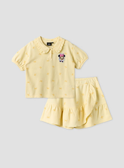 Disney Collared Short Sleeves T-shirt and Skorts Set with Minnie Mouse Applique-baby-girls-clothing-setsandcoords-image-2