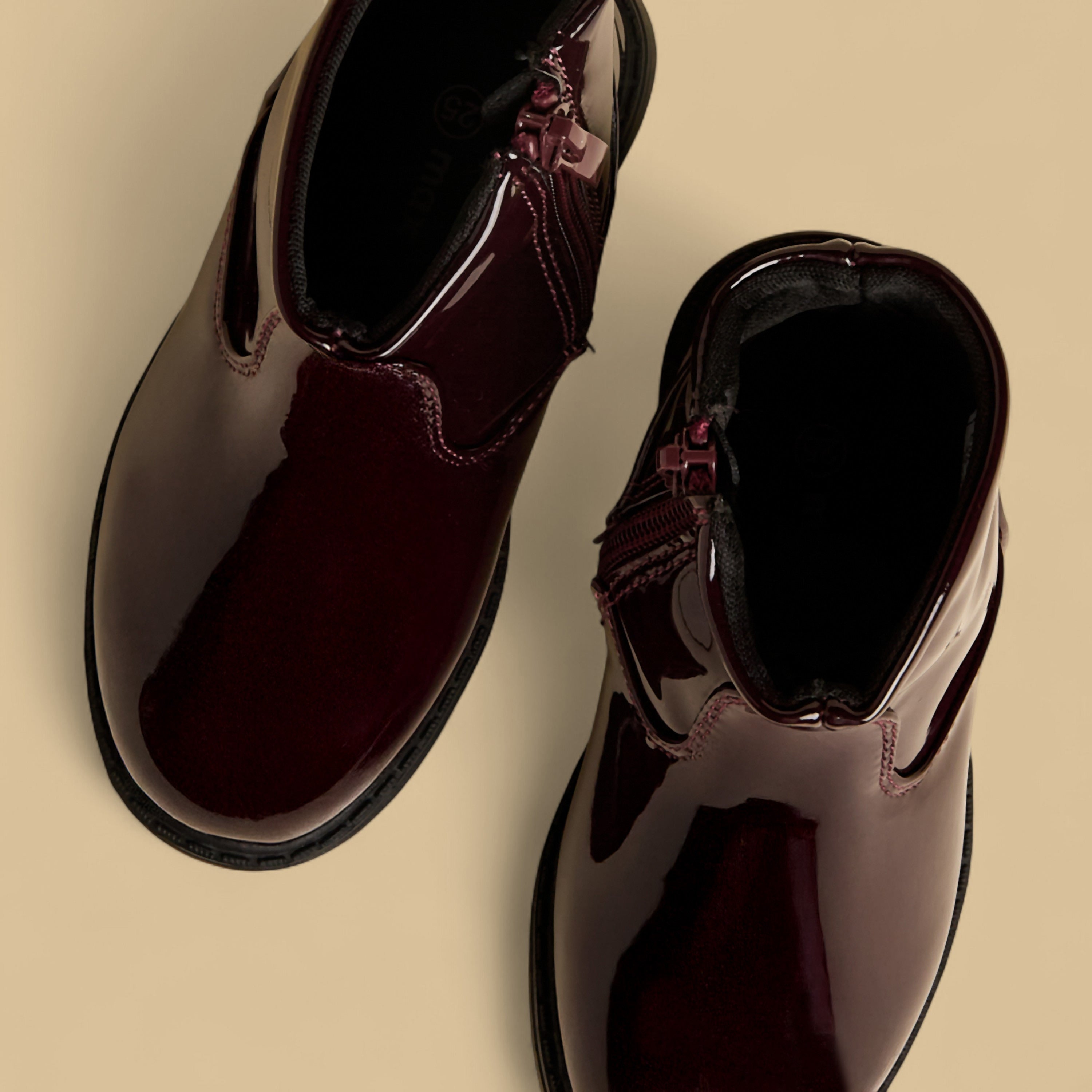 Heart Print Ankle Boots with Zip Closure