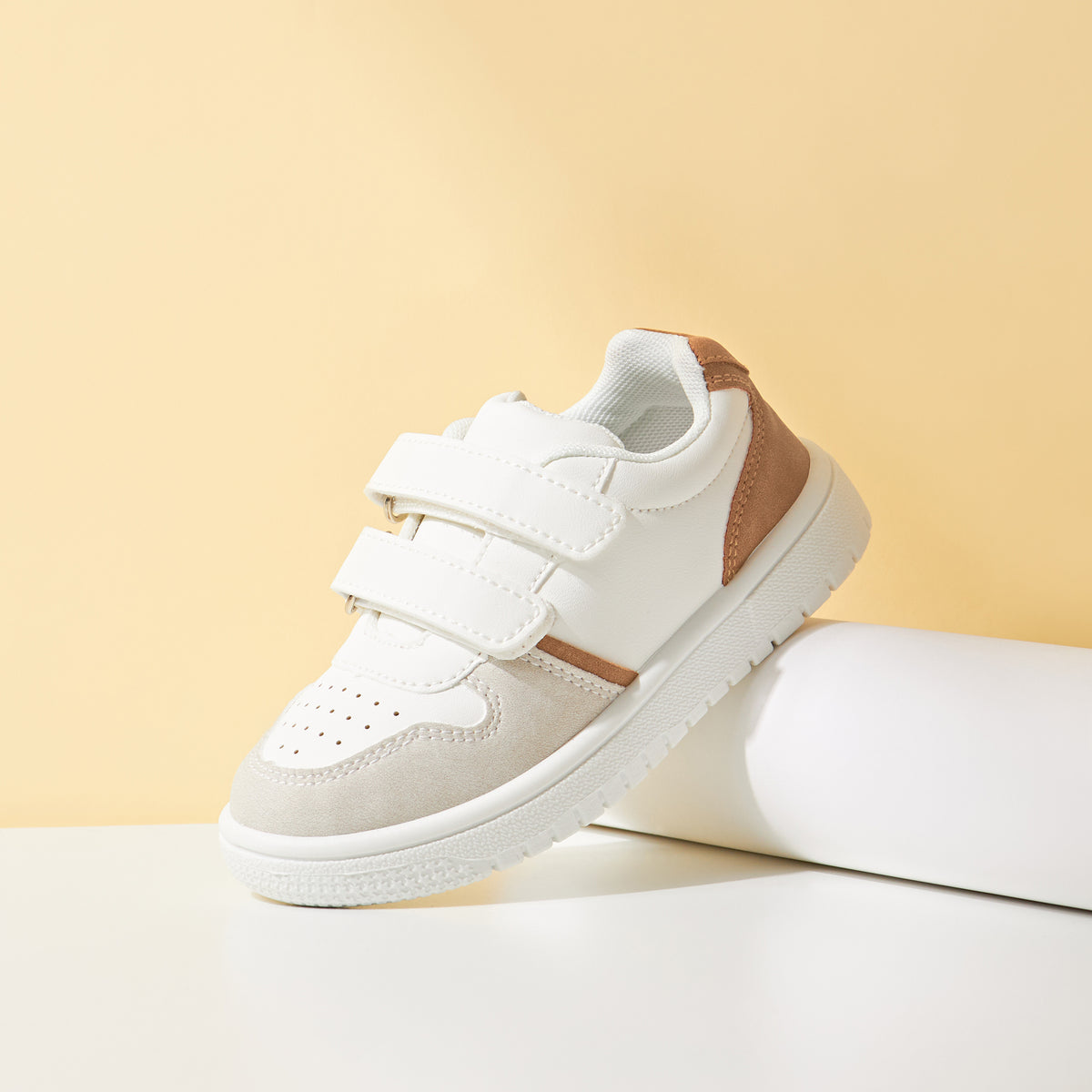 Textured Sneakers with Hook and Loop Closure