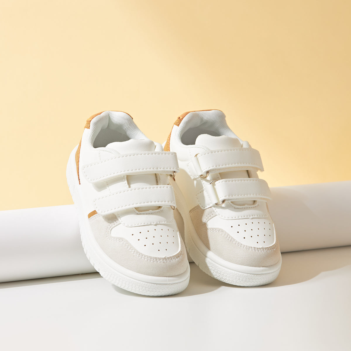 Textured Sneakers with Hook and Loop Closure