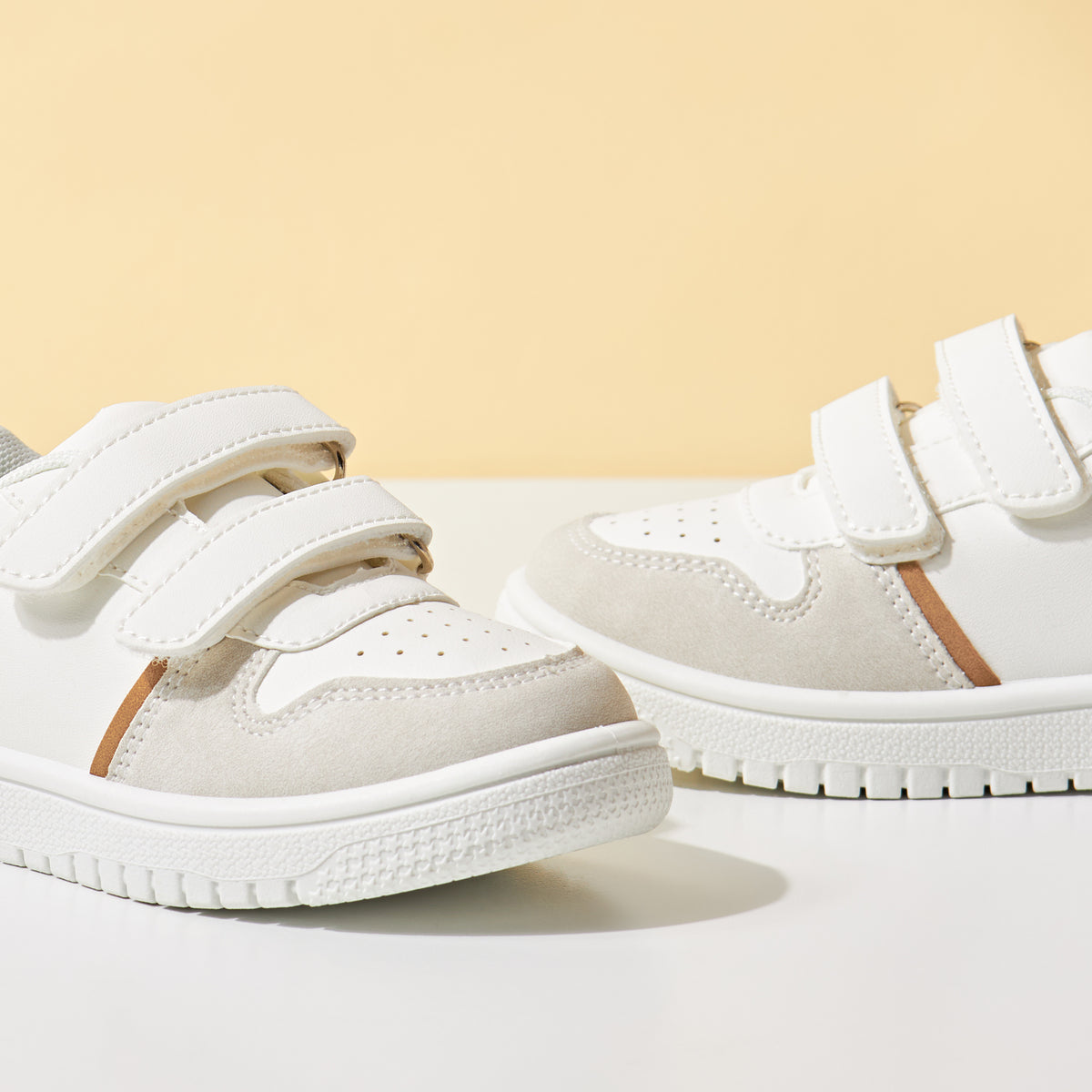 Textured Sneakers with Hook and Loop Closure