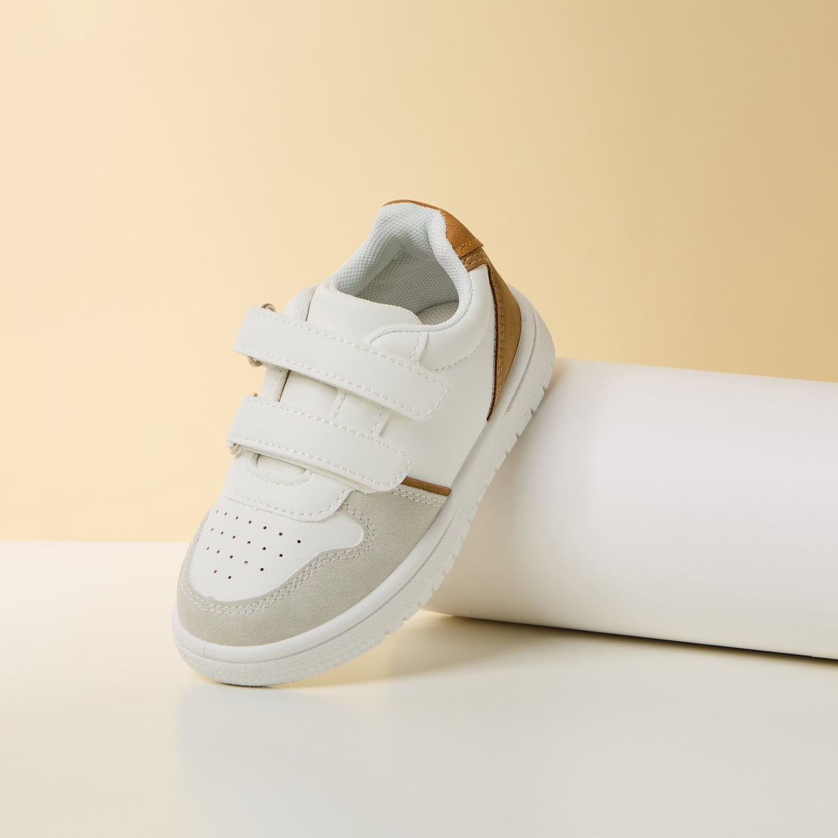 Textured Sneakers with Hook and Loop Closure