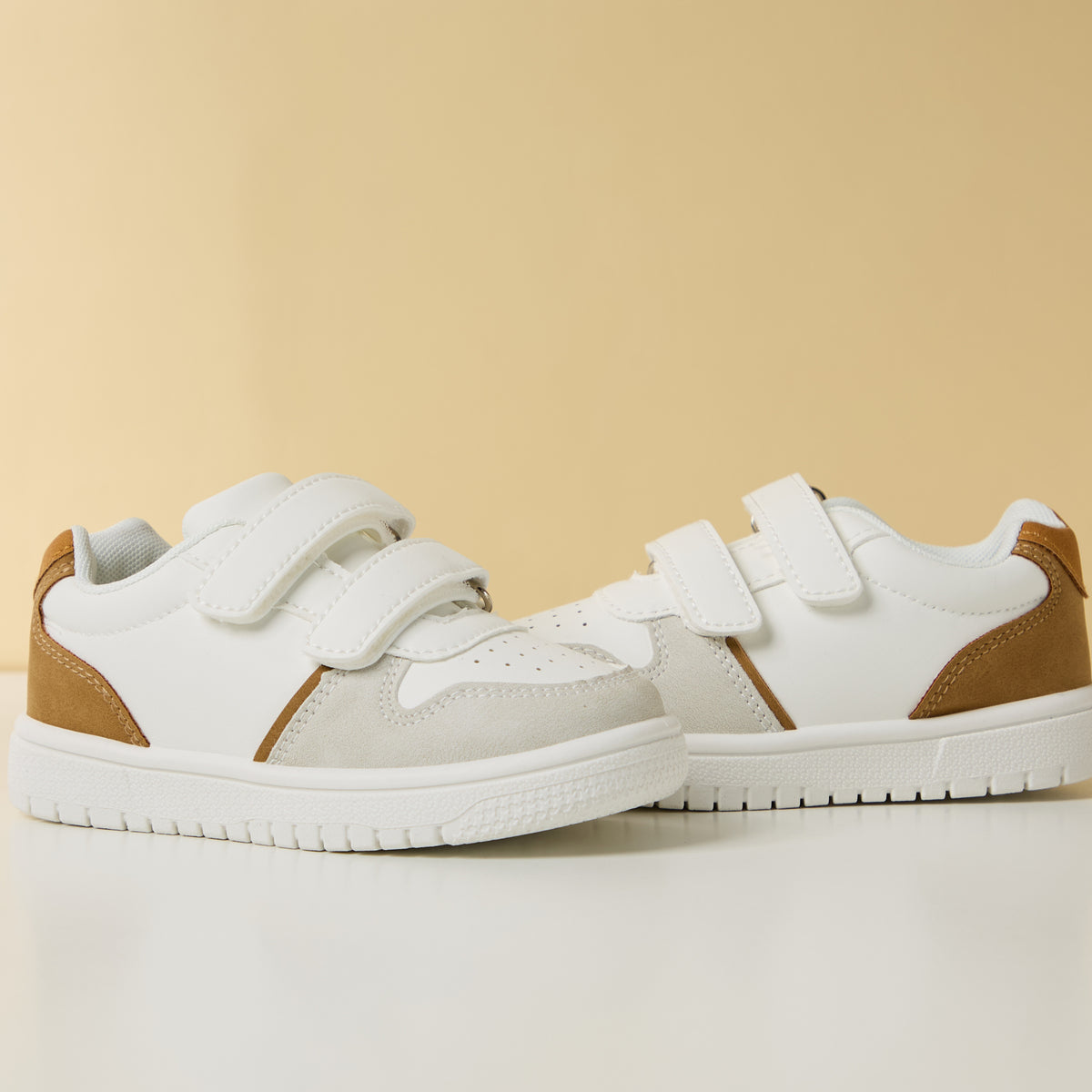 Textured Sneakers with Hook and Loop Closure