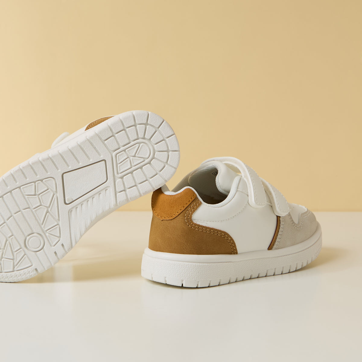 Textured Sneakers with Hook and Loop Closure