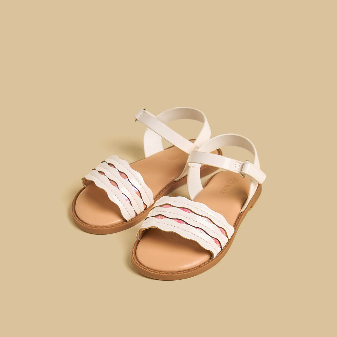 Textured Sandals with Hook and Loop Closure