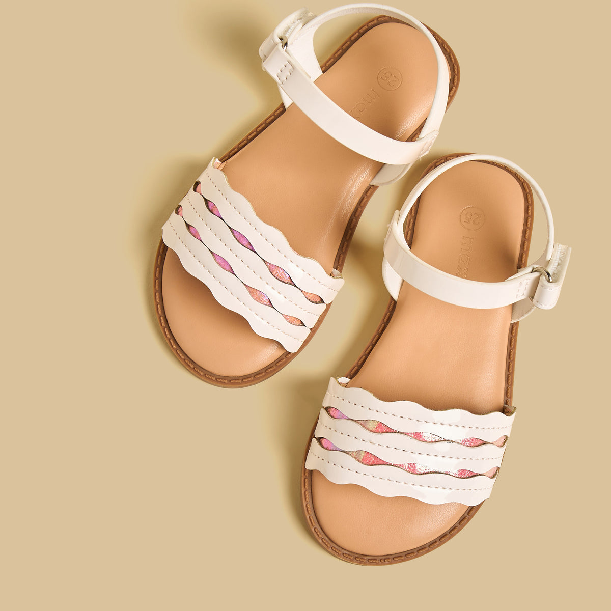 Textured Sandals with Hook and Loop Closure