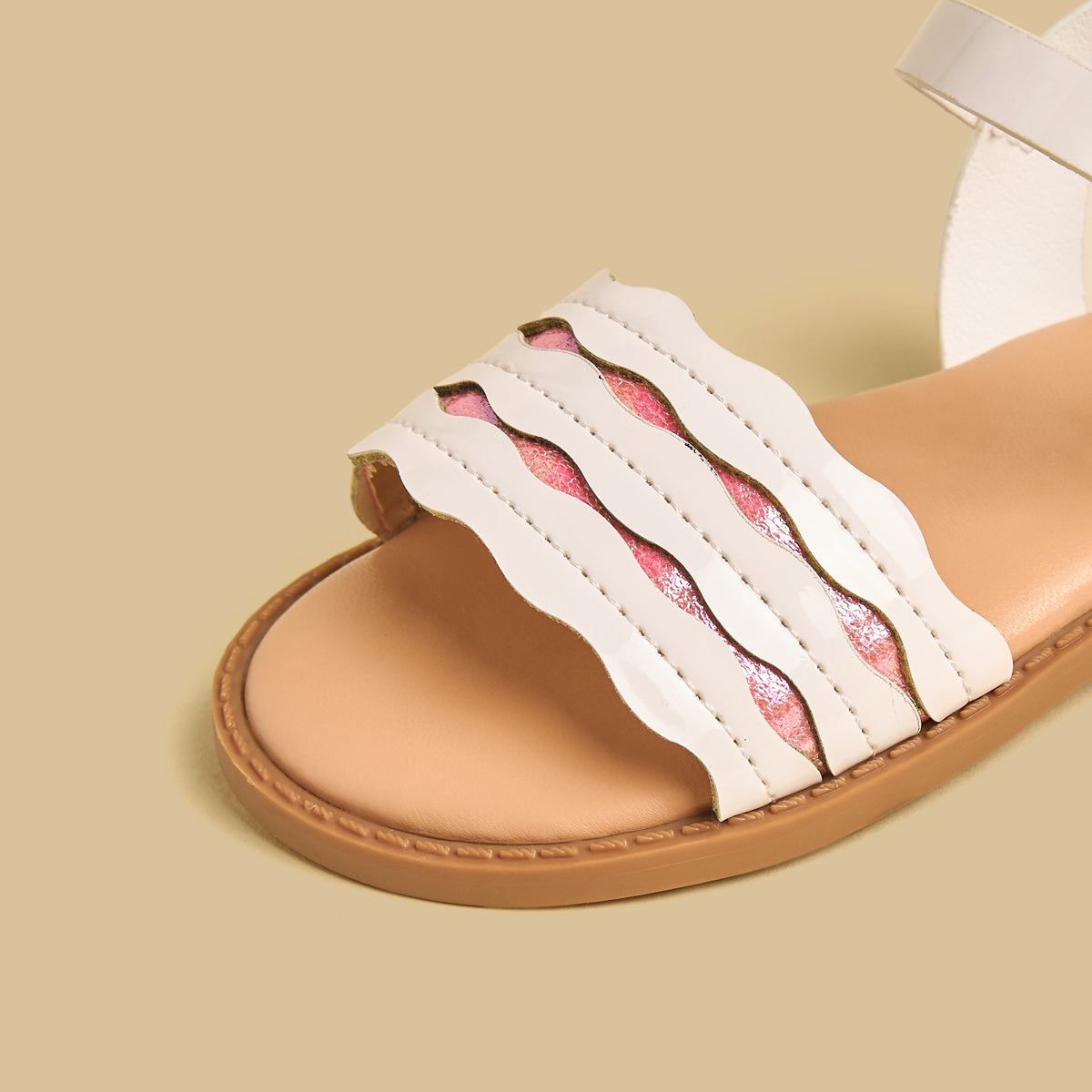 Textured Sandals with Hook and Loop Closure
