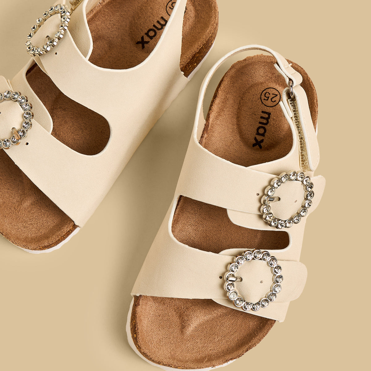 Embellished Buckle Sandals with Hook and Loop Closure