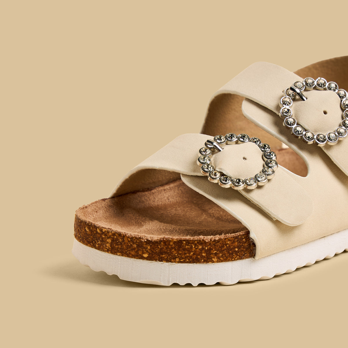 Embellished Buckle Sandals with Hook and Loop Closure