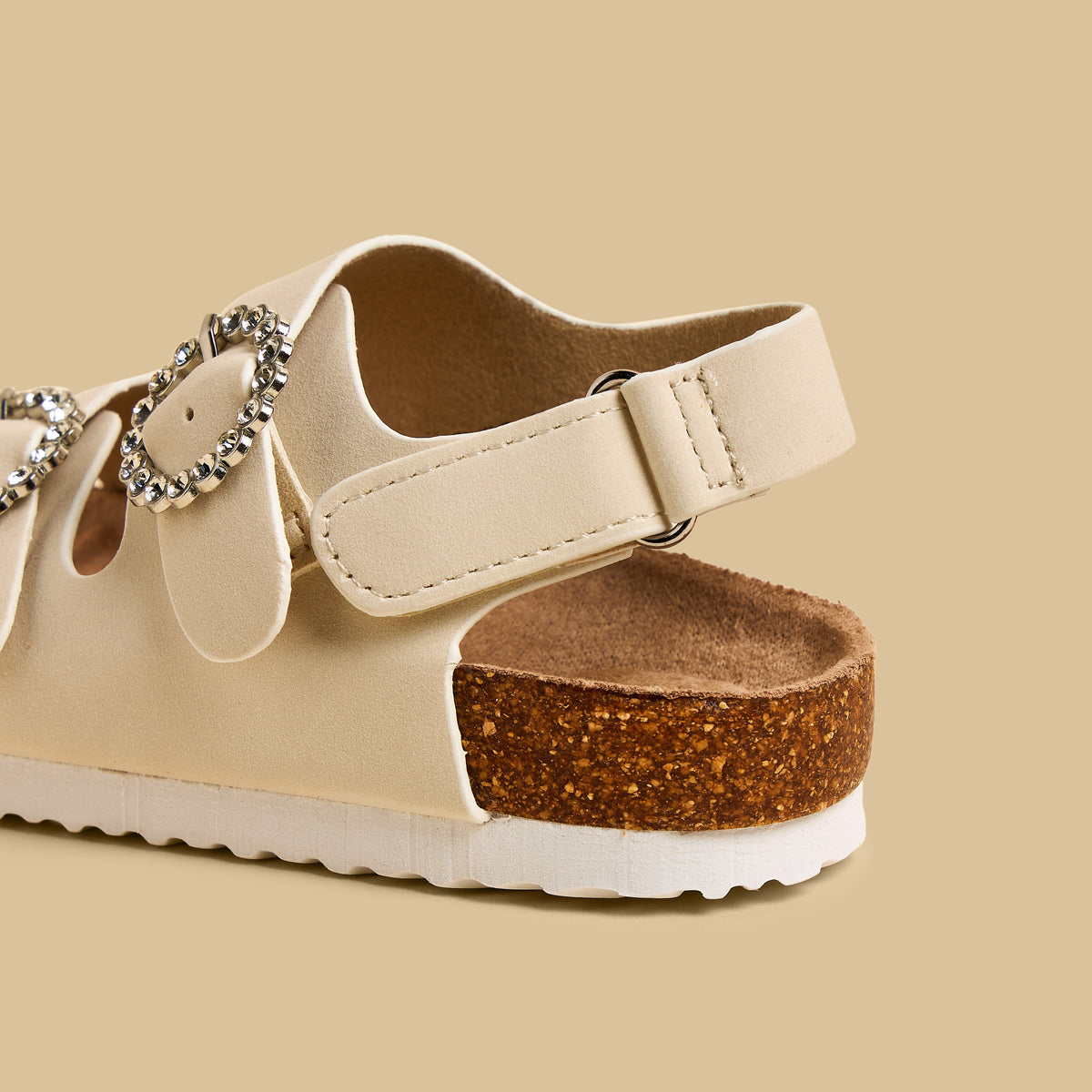Embellished Buckle Sandals with Hook and Loop Closure
