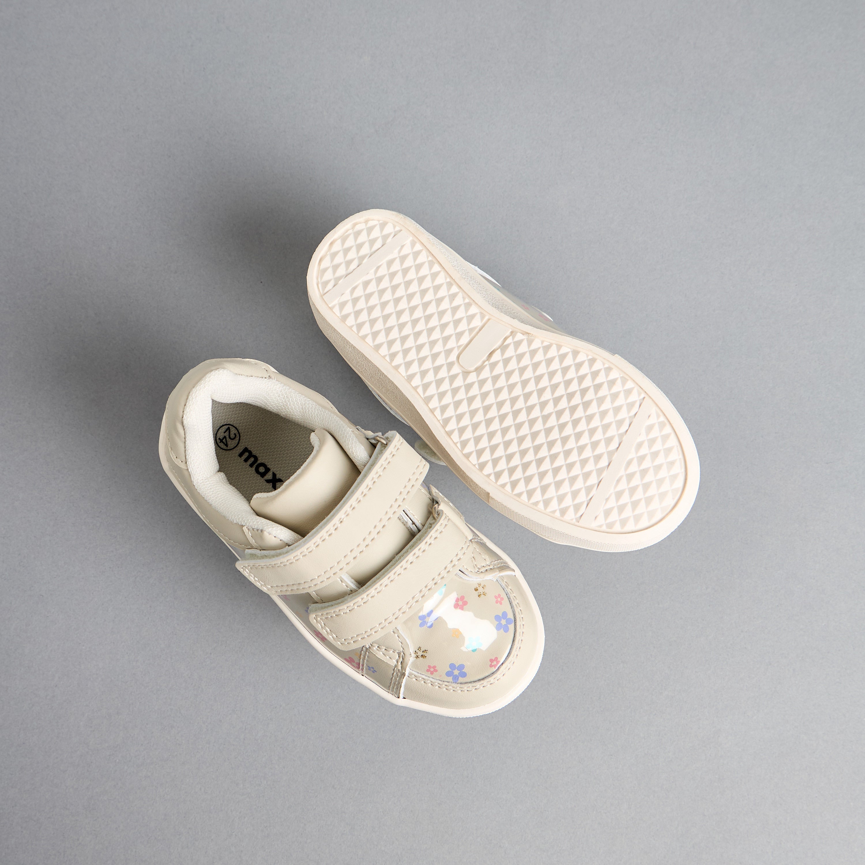 All-Over Floral Print Sport Shoes with Hook and Loop Closure