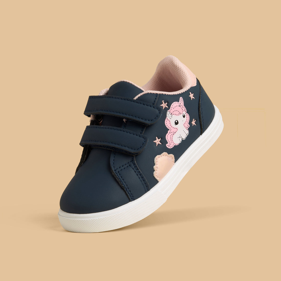 Unicorn Print Sneakers with Hook and Loop Closure