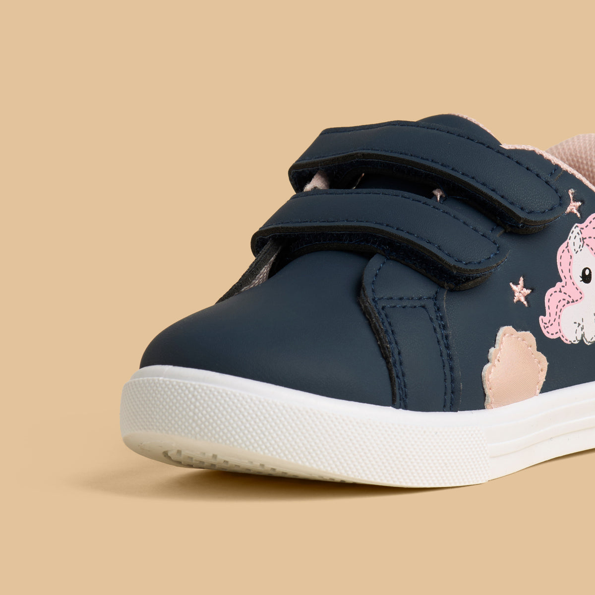 Unicorn Print Sneakers with Hook and Loop Closure