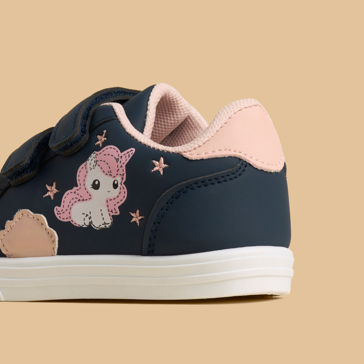 Unicorn Print Sneakers with Hook and Loop Closure
