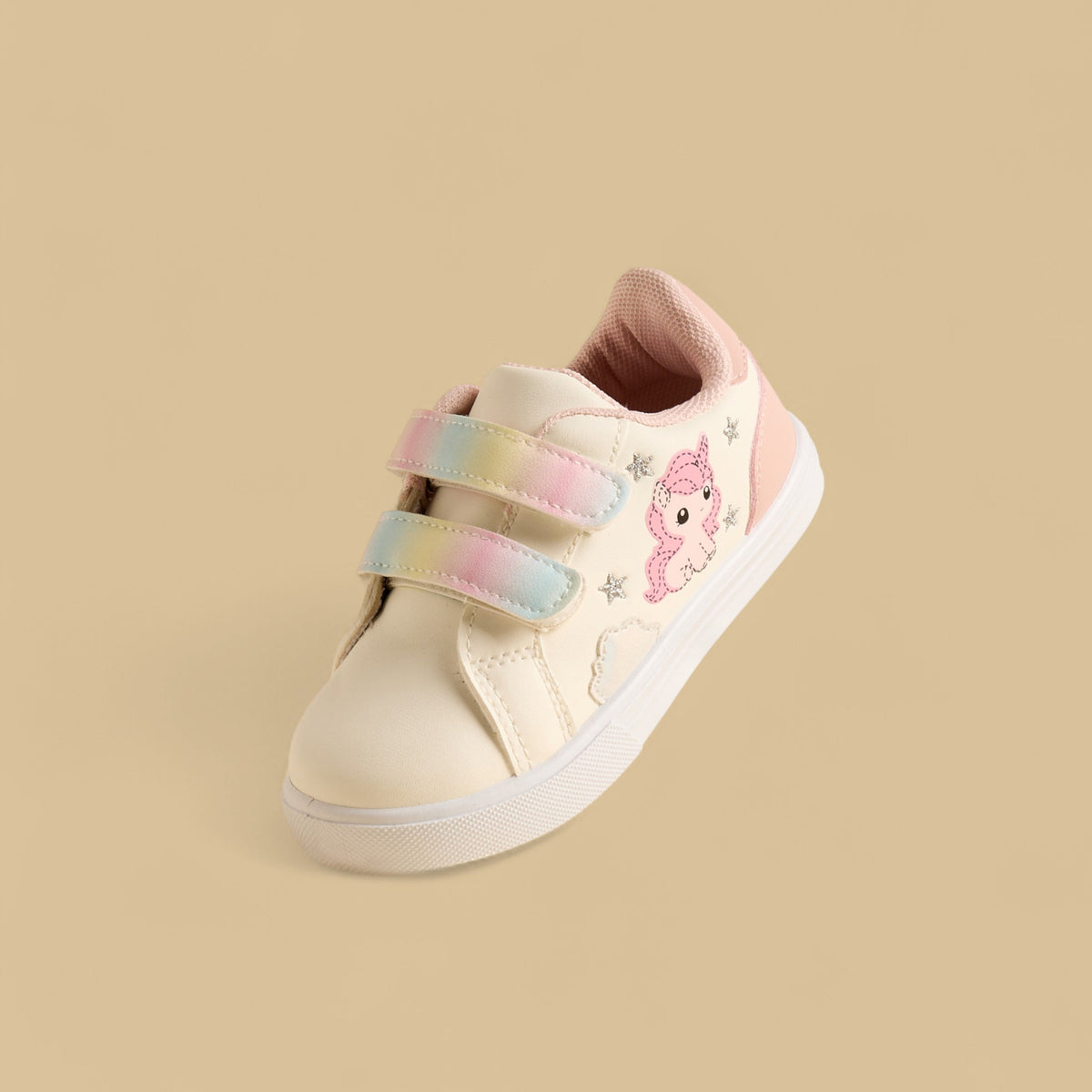 Unicorn Print Sneakers with Hook and Loop Closure