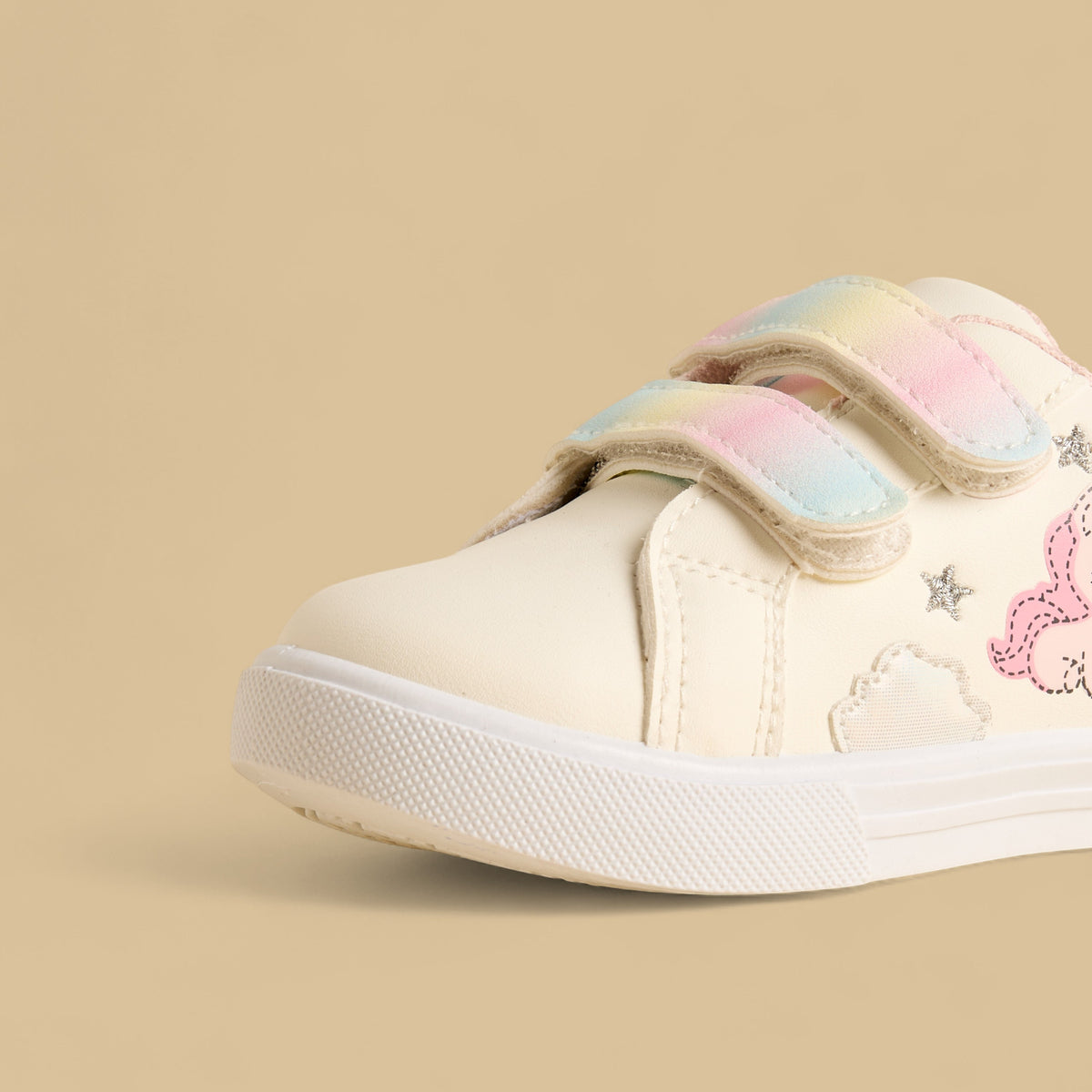 Unicorn Print Sneakers with Hook and Loop Closure
