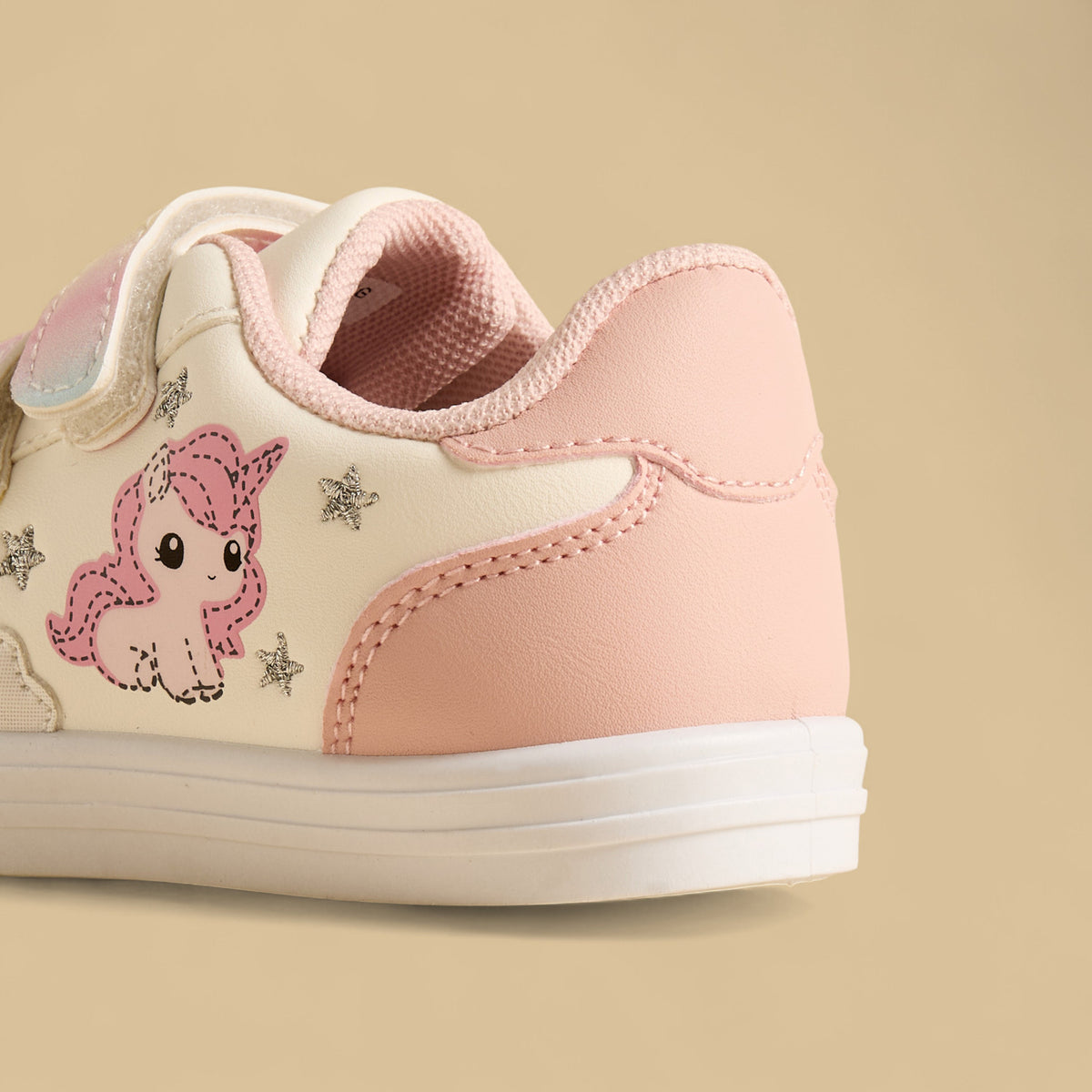 Unicorn Print Sneakers with Hook and Loop Closure