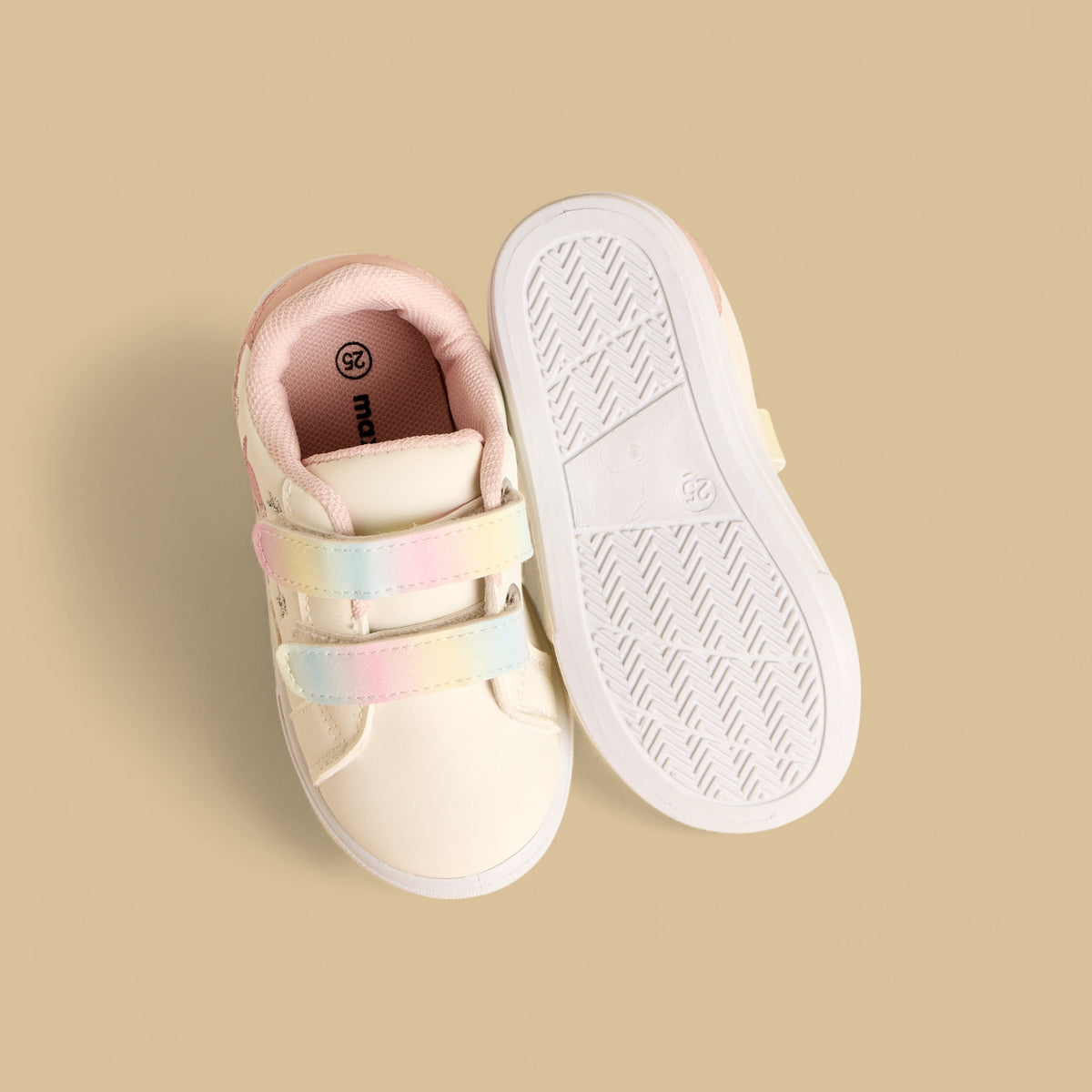 Unicorn Print Sneakers with Hook and Loop Closure