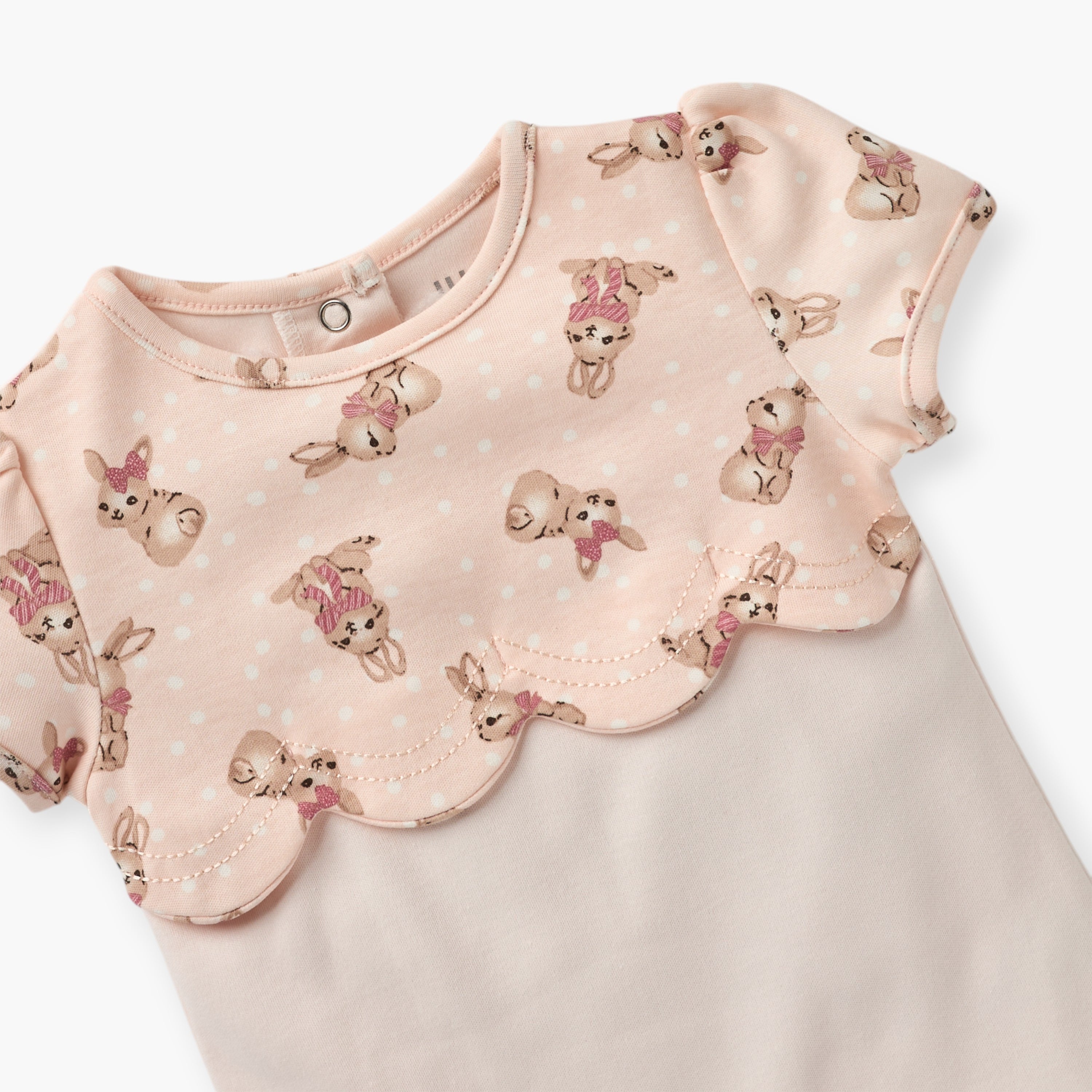 Juniors Bunny Print Romper with Short Sleeves