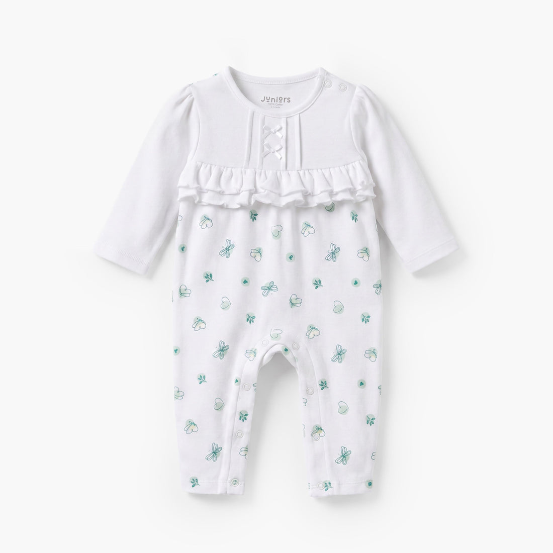Juniors Cotton Round Neck Long Sleeves Sleepsuit with Bolero Overlay