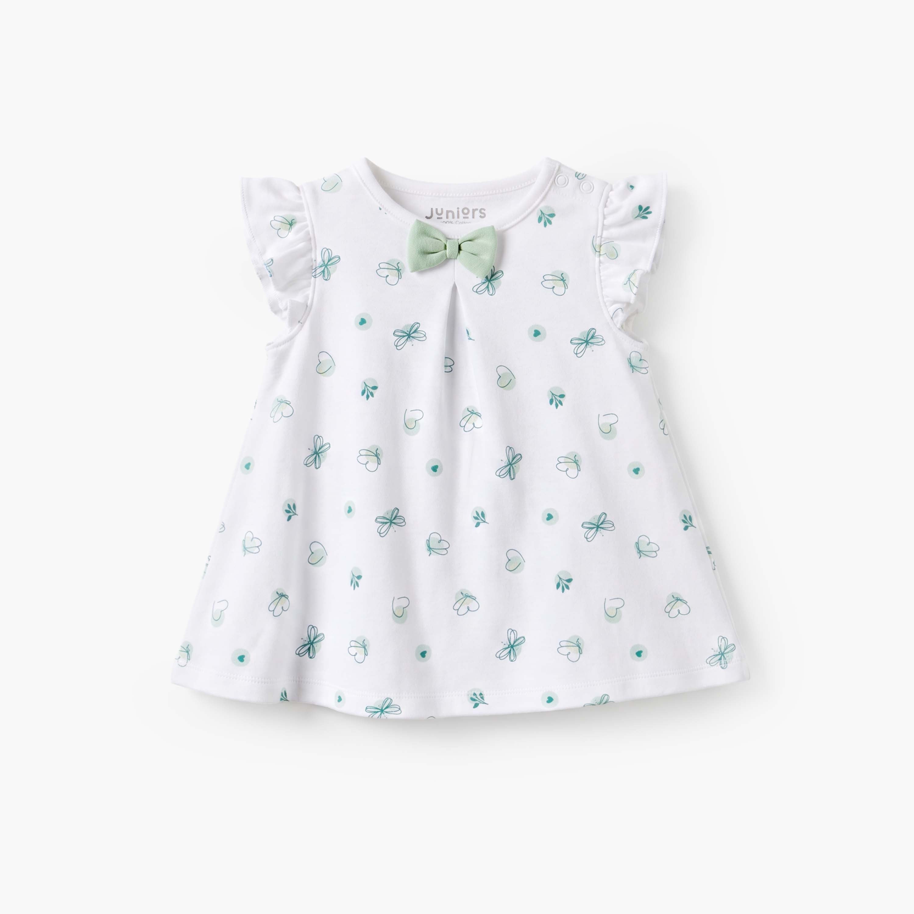 Juniors Cotton Round Neck Long Sleeves Sleepsuit with Bolero Overlay