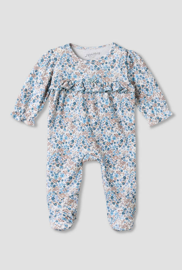 Juniors Cotton Round Neck Long Sleeves Sleepsuit with Floral Print
