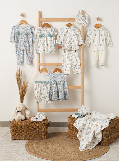 Juniors Cotton Round Neck Long Sleeves Sleepsuit with Floral Print-baby-girls-clothing-nightwear-sleepsuits-image-5