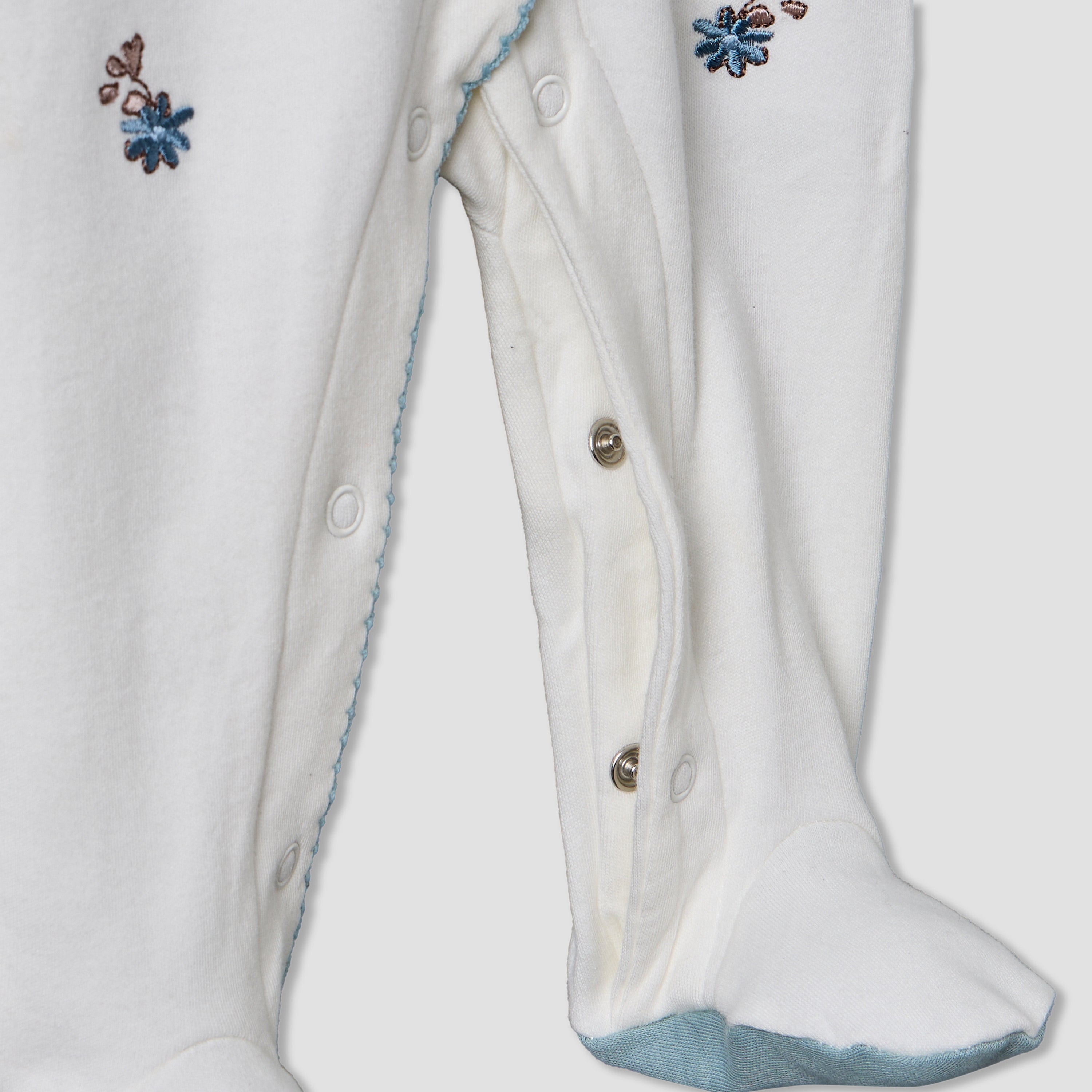 Juniors Cotton Collared Long Sleeves Sleepsuit with Floral Print