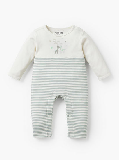 Juniors Cotton Crew Neck Long Sleeves Sleepsuit with Giraffe Print-baby-girls-clothing-nightwear-sleepsuits-image-2
