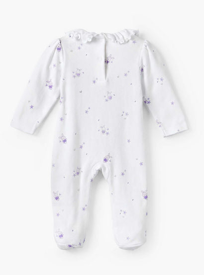 Juniors Cotton Collared Long Sleeves Sleepsuit with Bunny Print-baby-girls-clothing-nightwear-sleepsuits-image-2