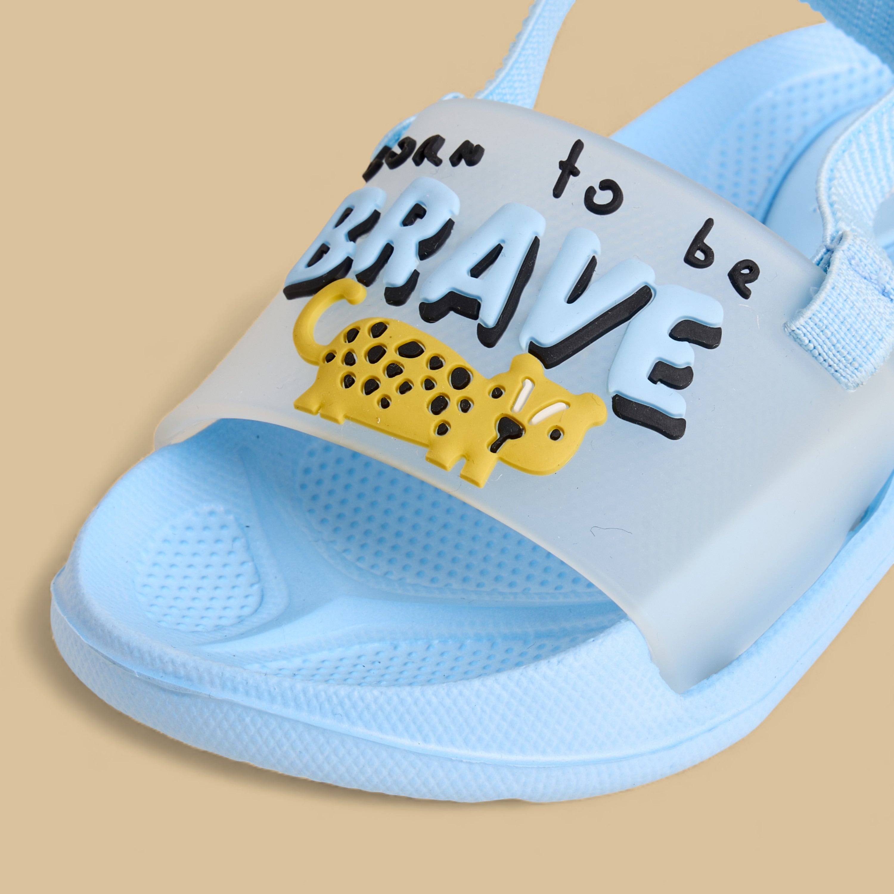 Cheetah Slogan Embossed Slides with Elastic Strap