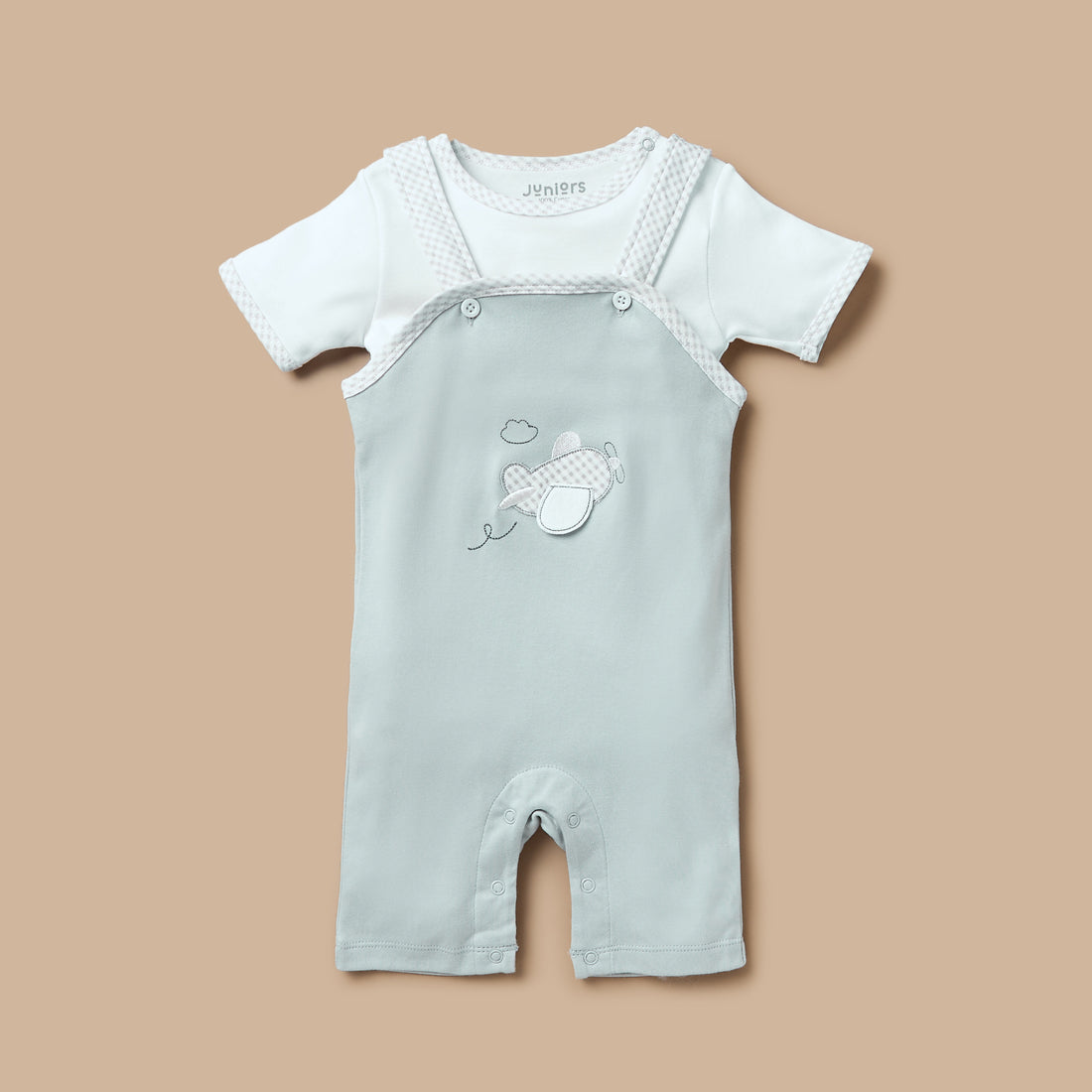 Juniors Solid T-shirt and Dungaree Set - Multicolour / 12-18 mths