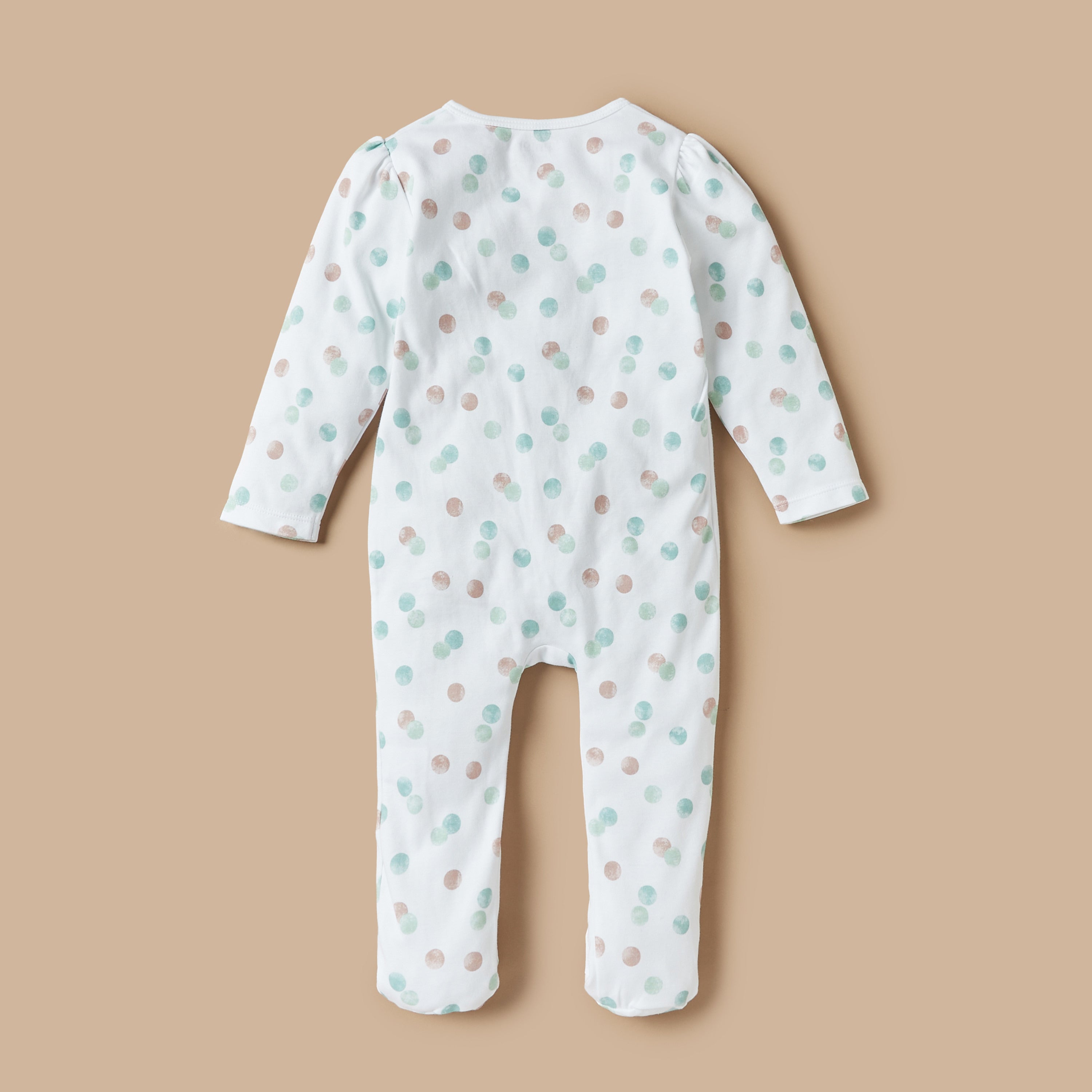 Juniors Flower Applique Closed Feet Sleepsuit with Button Closure