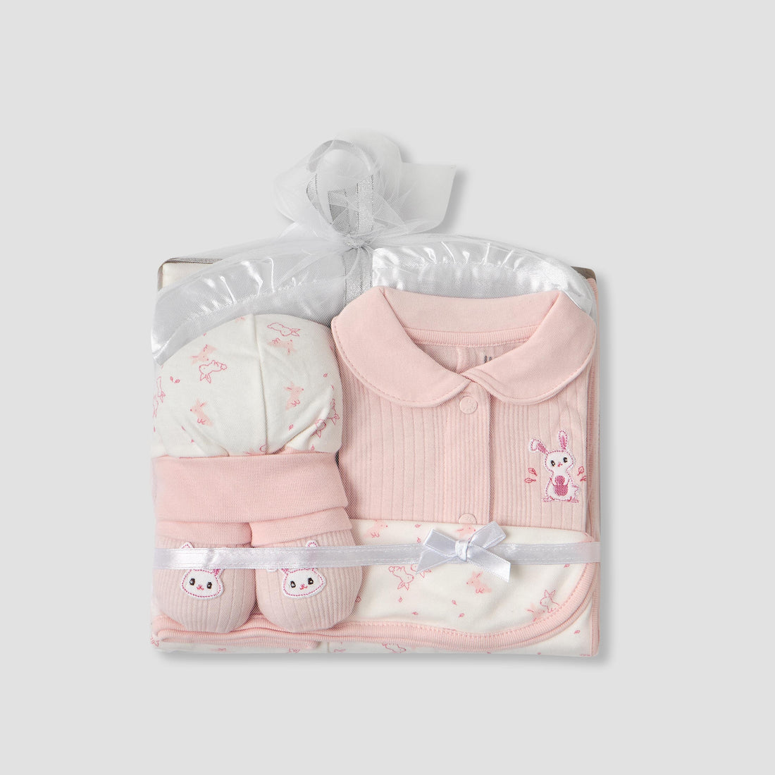 Set of 5 Juniors Clothing Gift Set with Print - Pink / 0-6 mths