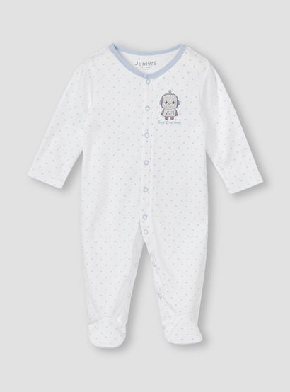 Juniors Robot Applique Sleepsuit with Long Sleeves and Button Closure-baby-boys-clothing-nightwear-sleepsuits-image-2