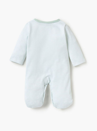 Juniors Striped Closed Foot Sleepsuit with Long Sleeves and Snap Button Closure-baby-girls-clothing-nightwear-sleepsuits-image-2