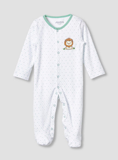 Juniors Round Neck Sleepsuit with Closed Feet - Cotton - Long Sleeves-baby-boys-clothing-nightwear-sleepsuits-image-1