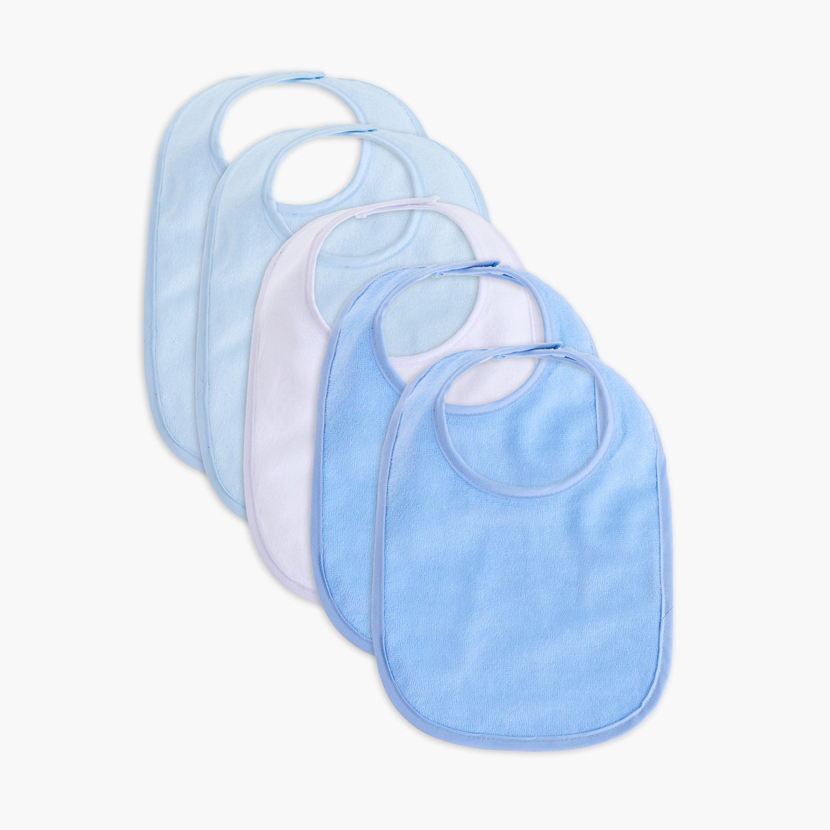 Juniors Solid Terry Bib with Hook and Loop Closure - Set of 5