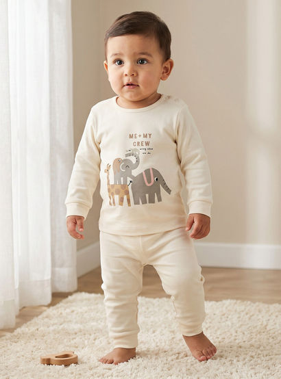 Pack of 3 Juniors Cotton Crew Neck Long Sleeves Pyjama Set with Safari Print-baby-boys-clothing-nightwear-pyjamasets-image-2