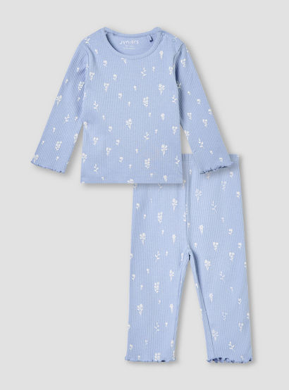 Juniors Pyjama Set with Floral Print - Cotton - Long Sleeves - Round Neck-promo_babyshop_Buy3for99_UAE130126-image-1
