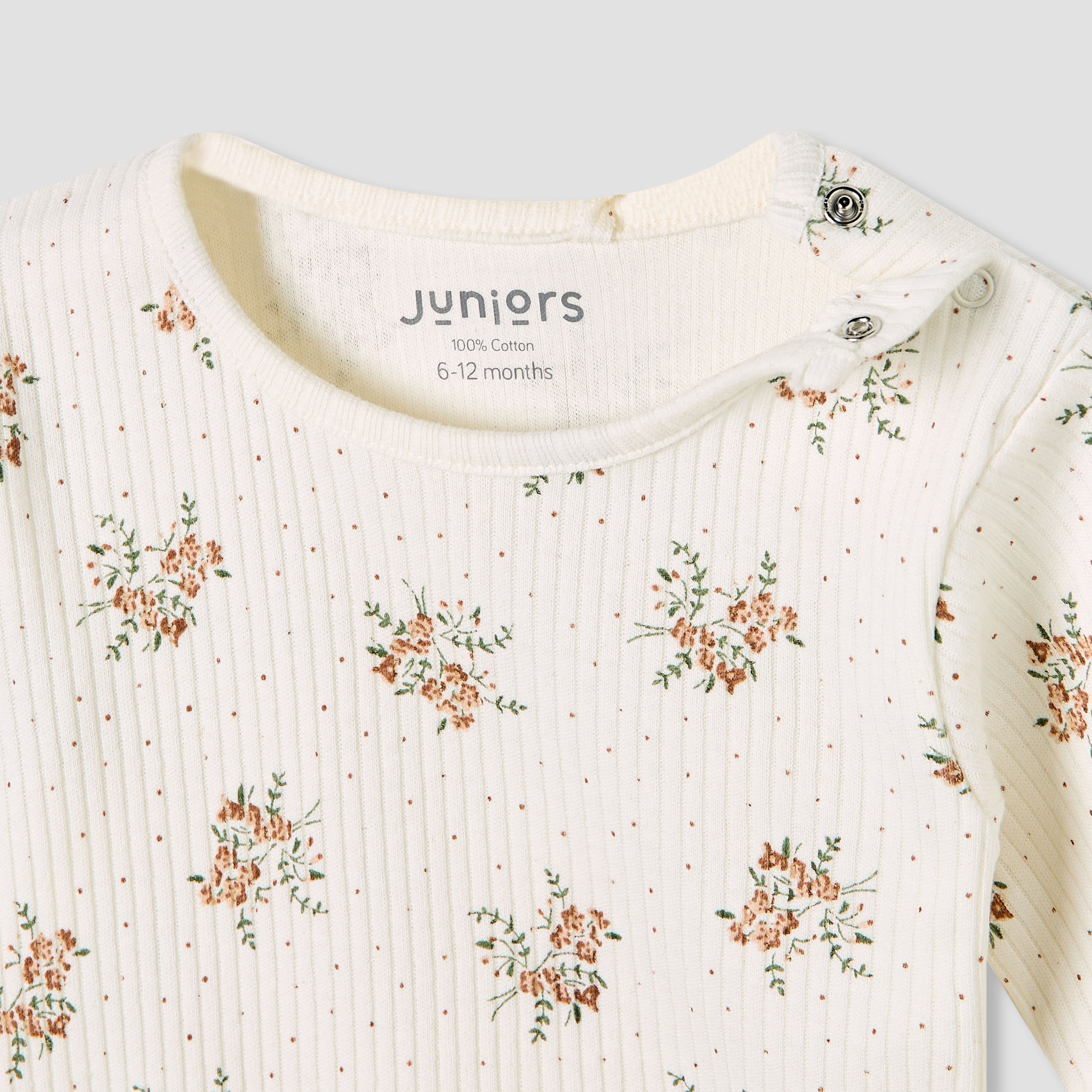 Juniors Pyjama Set with Floral Print - Cotton - Long Sleeves - Round Neck