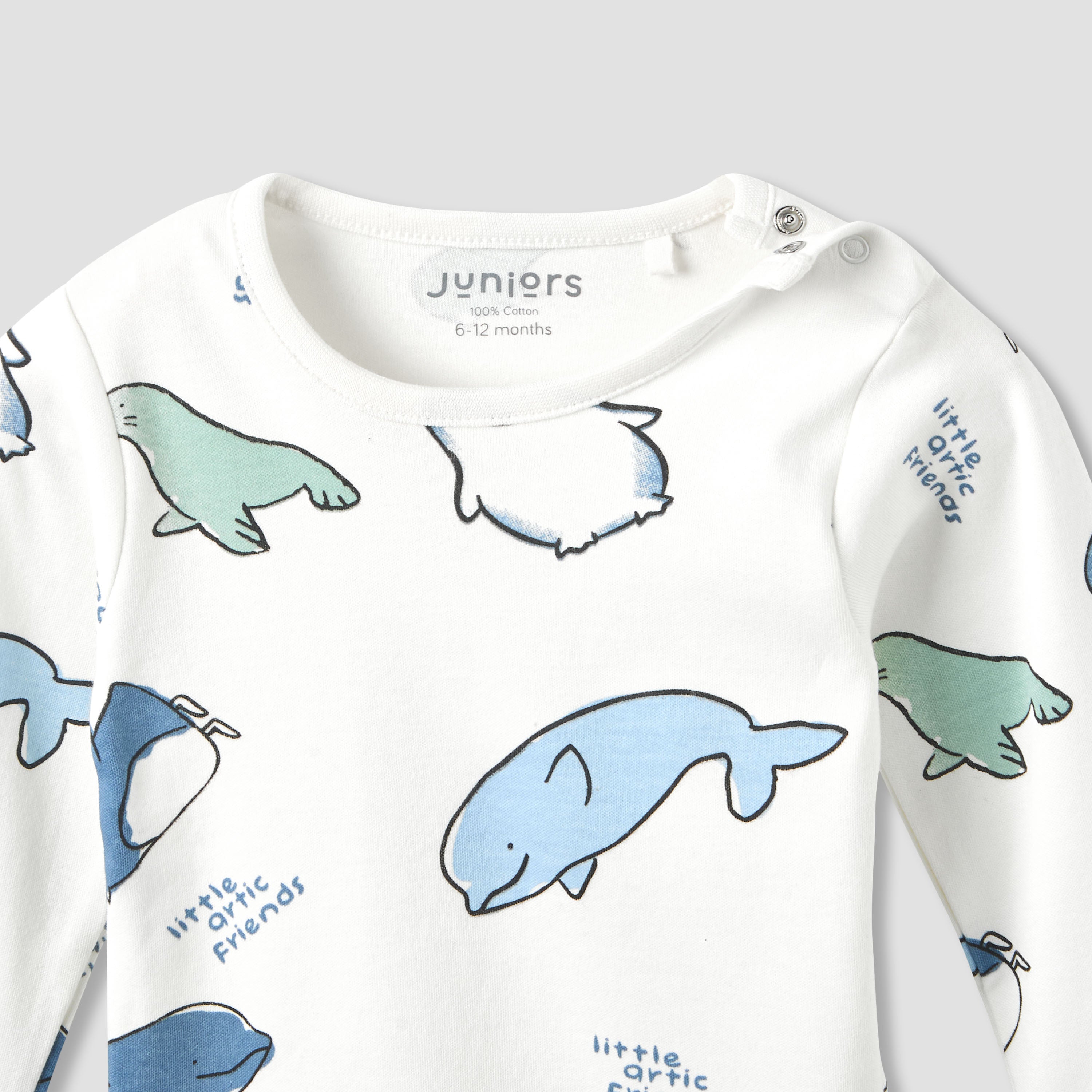 Pack of 3 Juniors Cotton Crew Neck Long Sleeves Pyjama Set with Print