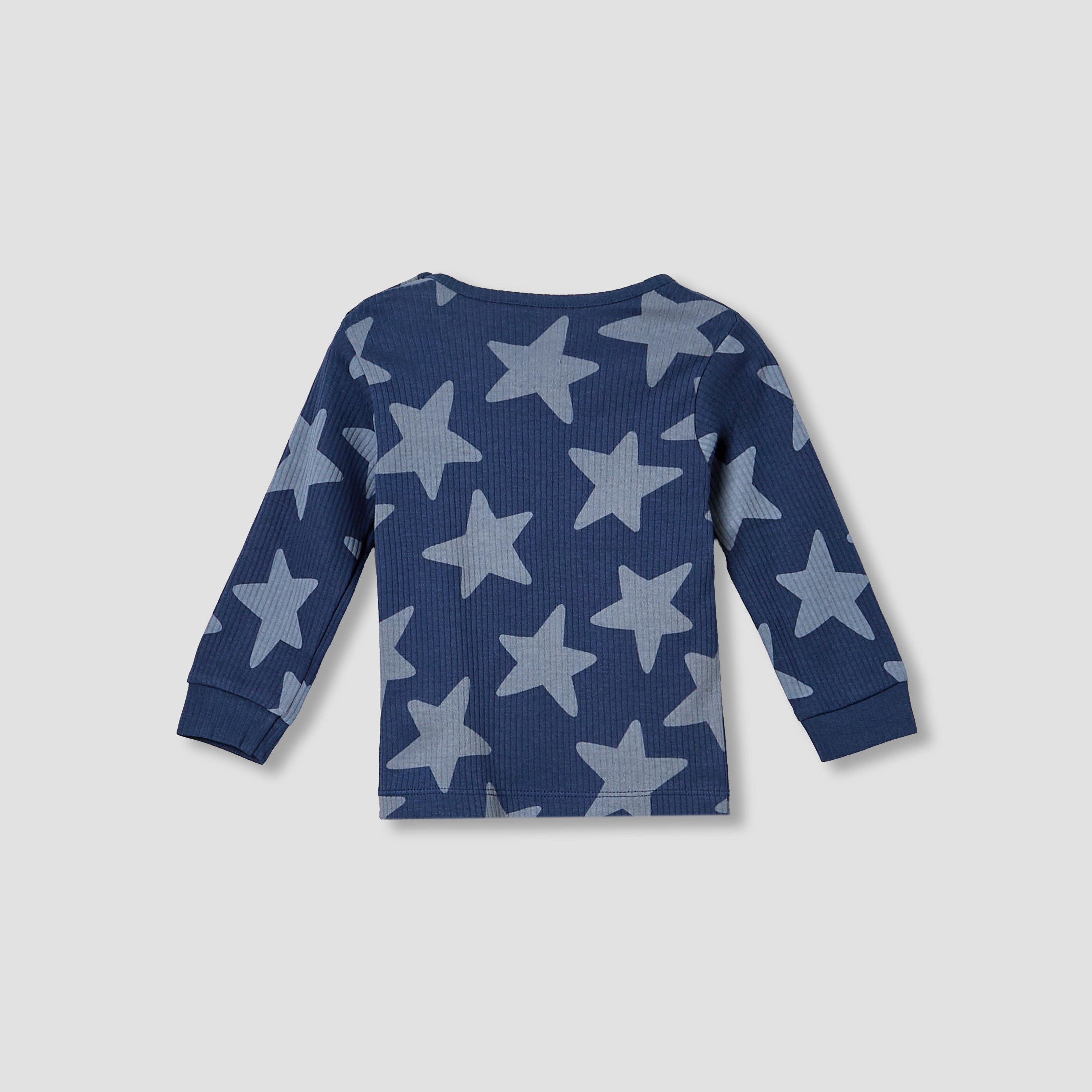 Set of 3 Juniors Cotton Long Sleeves Pyjama Set with Star Print