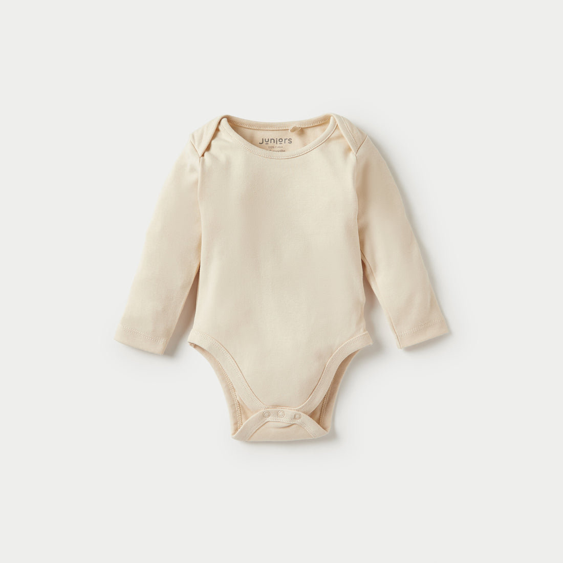 Juniors Solid Long Sleeves Bodysuit with Snap Button Closure - Set of 3