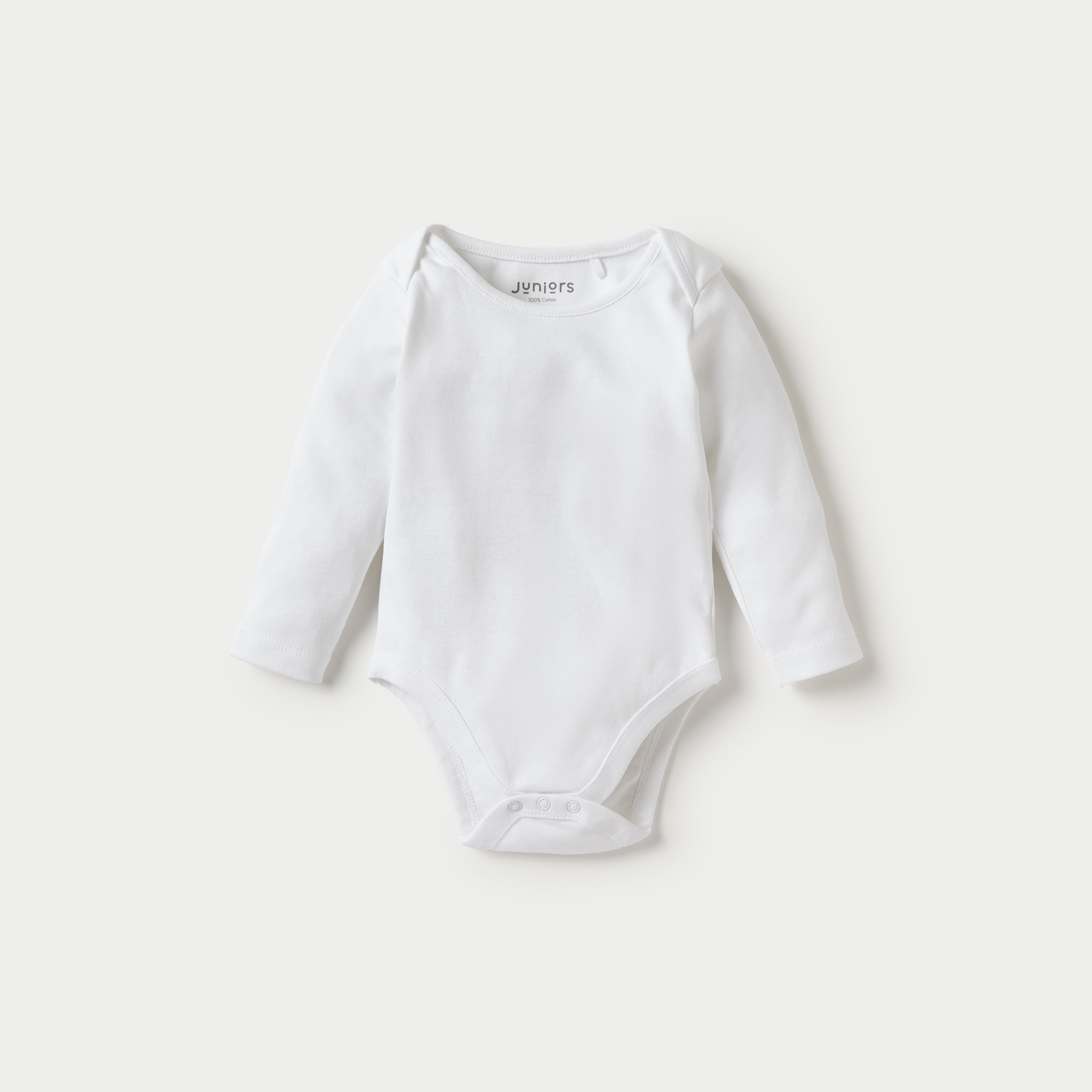 Juniors Solid Long Sleeves Bodysuit with Snap Button Closure - Set of 3