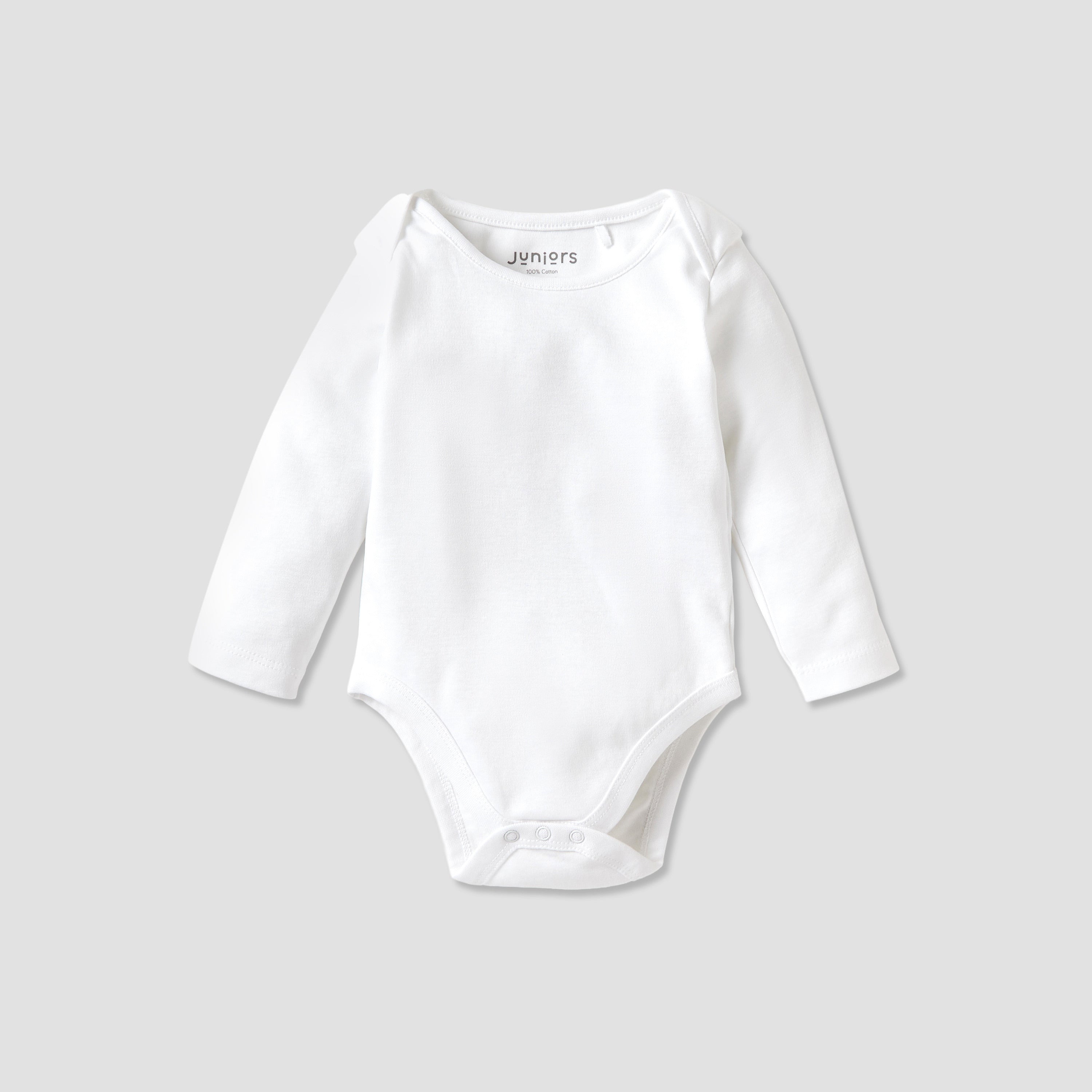 Juniors Solid Long Sleeves Bodysuit with Snap Button Closure - Set of 3