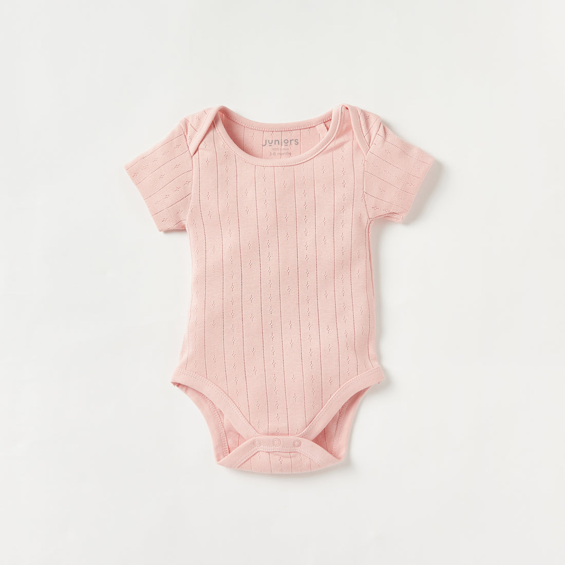 Juniors Pointelle Textured Bodysuit with Short Sleeves and Button Closure - Set of 5