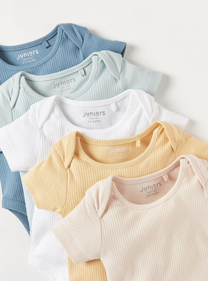 Juniors Ribbed Round Neck Bodysuit with Short Sleeves - Set of 5-baby-boys-clothing-multipacks-image-3