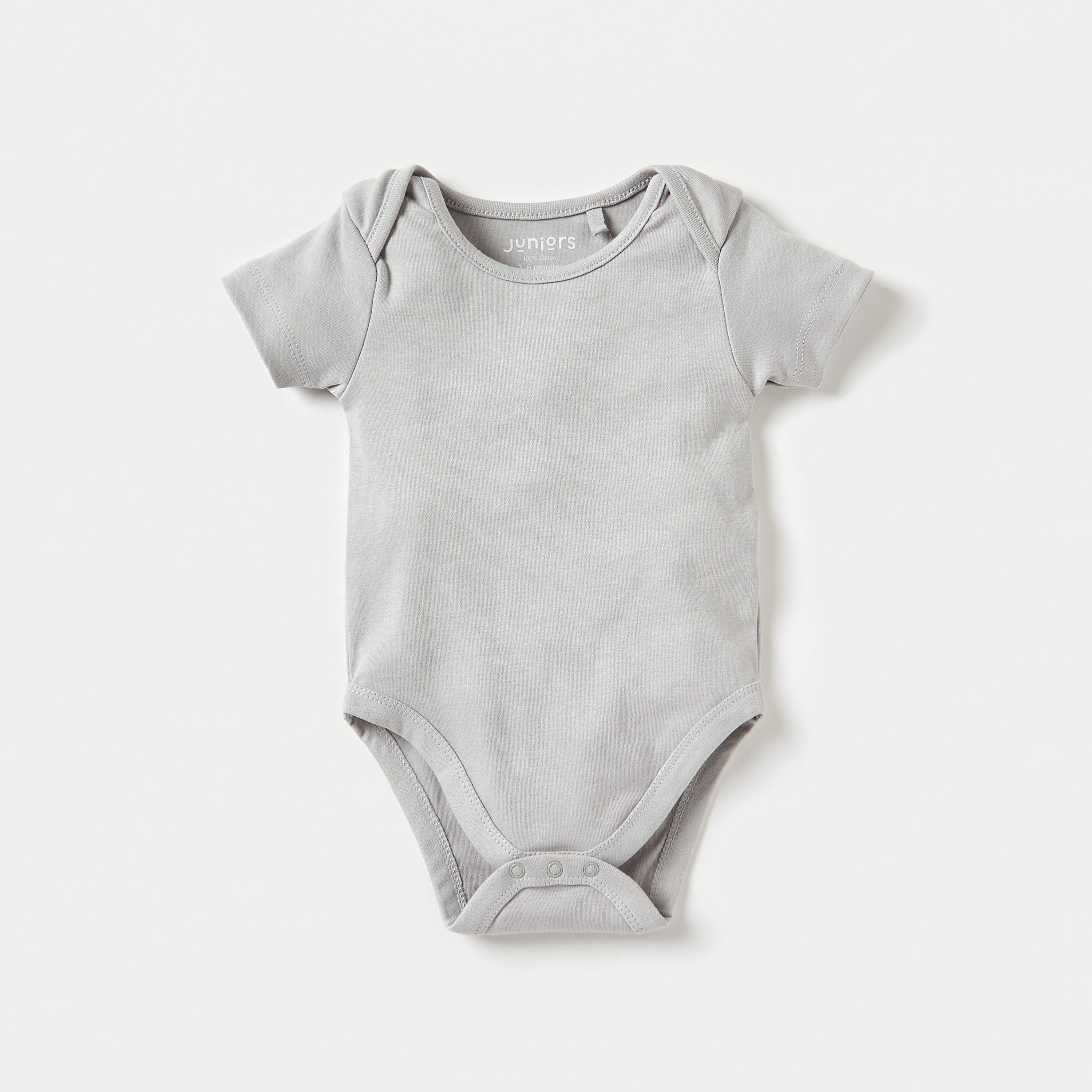 Juniors Solid Short Sleeves Bodysuit with Snap Button Closure - Set of 5