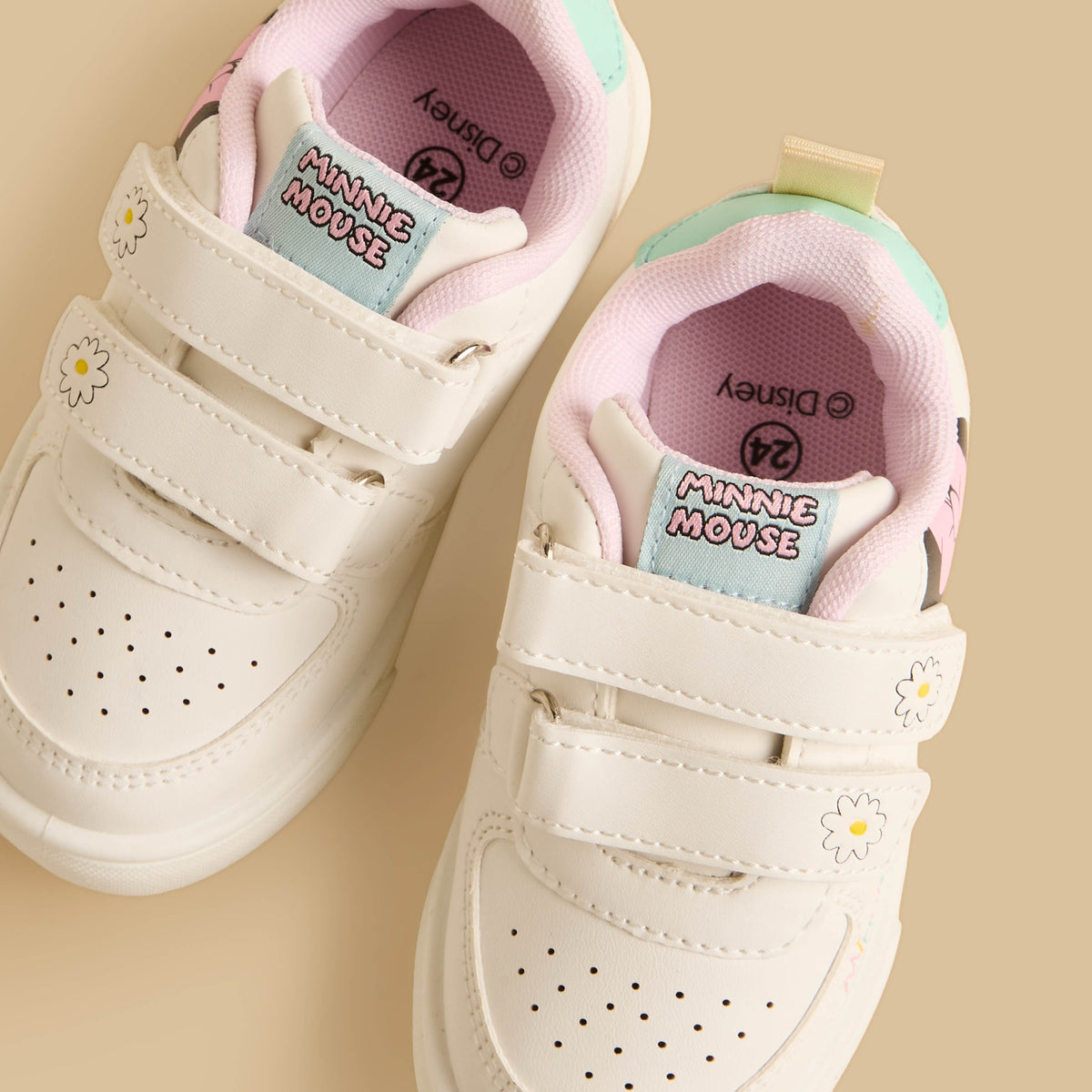 Minnie Mouse Print Sports Shoes with Hook and Loop Closure